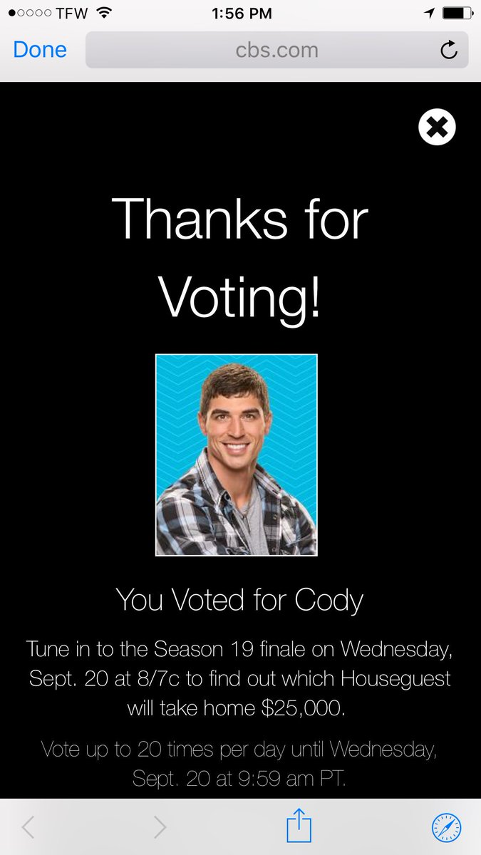 bellamy_codie's tweet photo. Got my votes in... Do you?? #CodyForAFH #Codyfor25k #MarineCodyrocks #Codydeservesitmore @BBCodyNickson @thejessicagraf @MayraRamos1107 https://t.co/hzlRNUjJip