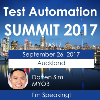 testingmindcon's tweet photo. Don't miss Darren Sim of @MYOB as he speaks at the #Test Automation Summit in #Auckland on 26 Sept #TAS17 https://t.co/A7uBqSEfQm https://t.co/YMXREReq1r