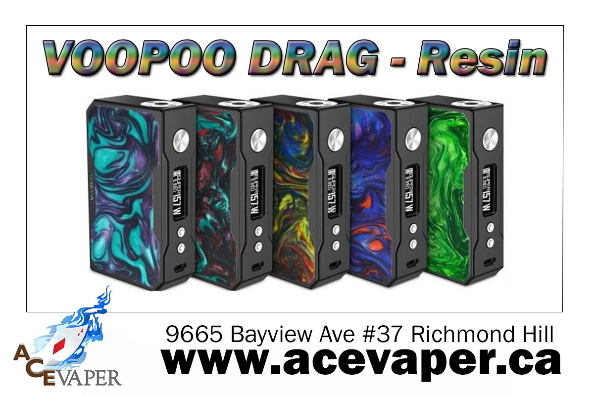 AceVaper's tweet photo. New #vapegear @ #acevaper #vapeshop #toronto Voopoo Drag in Resin! https://t.co/MBoQn6KEU7 #vape @#vaping #vapers #vapeon #vapefam https://t.co/AC8mWlqcMT