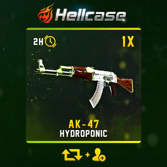 hellcase's tweet photo. 🔥AK-47 | Hydroponic #Giveaway:

▪️RT &amp; Follow &amp; Trade URL
▪️CLICK: https://t.co/7O7yIFlC16

🏆Winner in 2h!

#hellcase https://t.co/GQjGeT1CV0