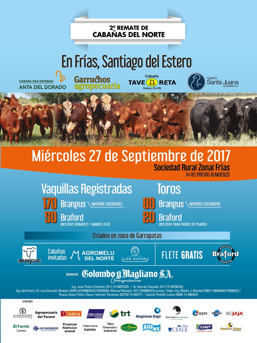 PalabraRural's tweet photo. En Frías, Santiago de Estero, 2° Remate de Cabañas del Norte.
Tavé Retá, Santa Juana, San Esteban y Garruchos, https://t.co/8jbUW9qMPs