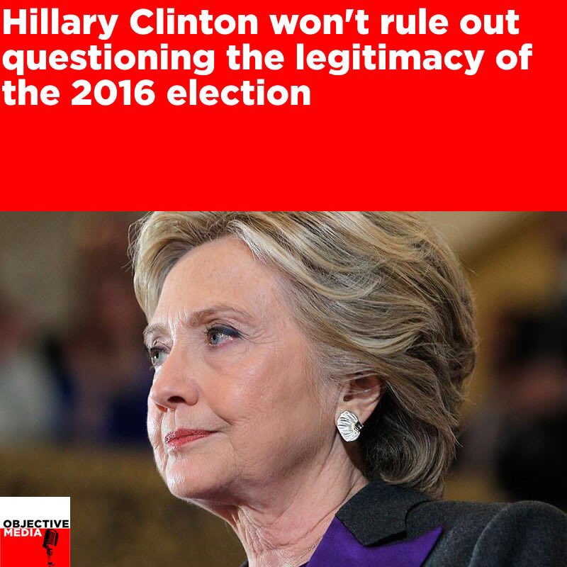 ObjectiveMedia_'s tweet photo. During an interview w/ @NPR, Hillary Clinton refused to rule out asking questions as to the legitimacy of the election. https://t.co/qG78cRGciR