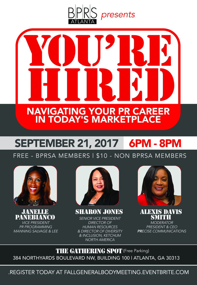bprsatlanta's tweet photo. 3 more days until the #BPRSATL general body mtg at #TheGatheringSpot!
Have you registered? Ck your emails for codes!
https://t.co/xn3r3pjWW2 https://t.co/GSdQuSf74W