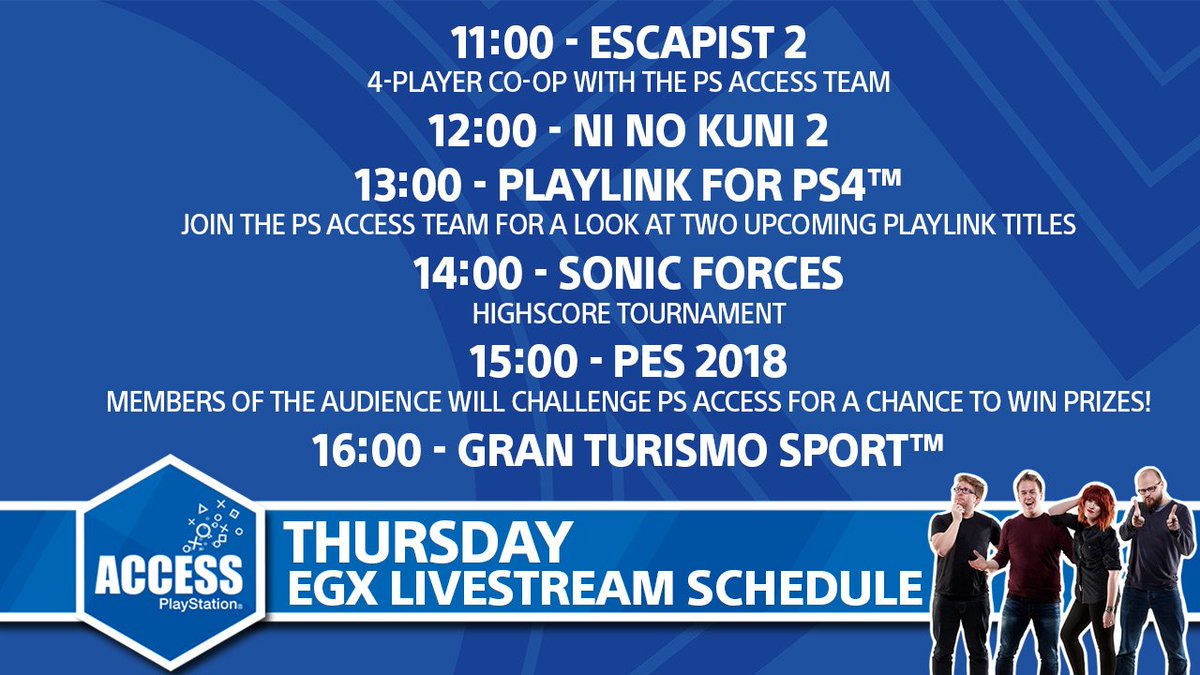 PlayStationUK's tweet photo. Can’t make it to #EGX17?
Join PlayStation Access for daily livestreams direct from the show! -> https://t.co/AU1Aqdchnp https://t.co/PrG1NUoVMO