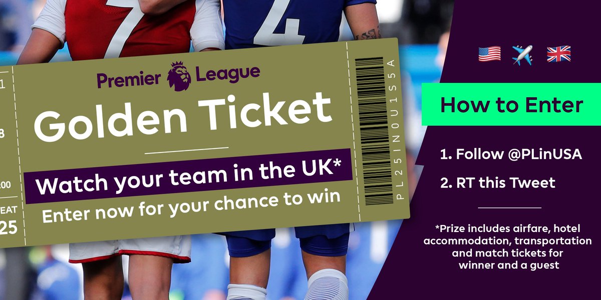Today is the FINAL day to enter! Just RT &amp; follow

You ✅
Friend ✅
Trip to the UK ✅
See your #PL club play✅

#PLGoldenTicketSweepstakes🇺🇸✈️🇬🇧