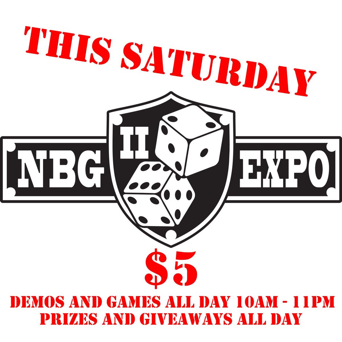 nubrandgaming's tweet photo. Prizes, giveaways, open gaming, pre release demos, all day this Saturday for $5! https://t.co/HxKD6GB8um https://t.co/b3lHbJUTjj