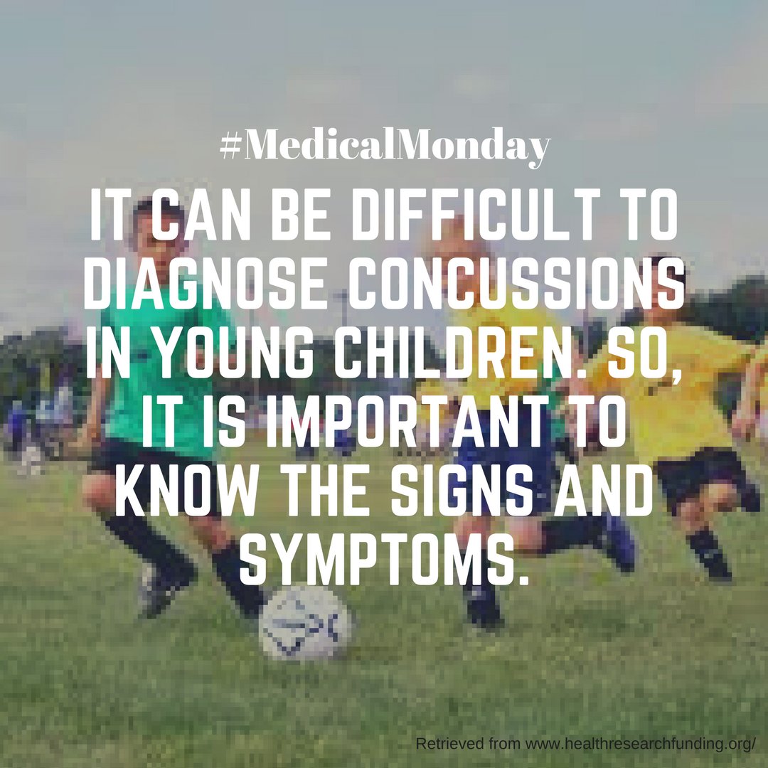 A_HeadoftheGame's tweet photo. It can be difficult to diagnose concussions in young children, so it's important to know the signs and symptoms. #MedicalMonday https://t.co/N1Mgn1rQbV