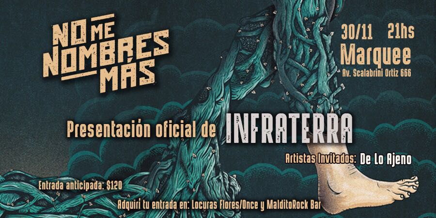 nomenombresmas's tweet photo. ::: PRESENTACIÓN OFICIAL :::

30/11 - Marquee - 21 hs

Quedan todos invitados a algo más que una revancha.

#InfraterraNMNM https://t.co/8l8PeEaIt8