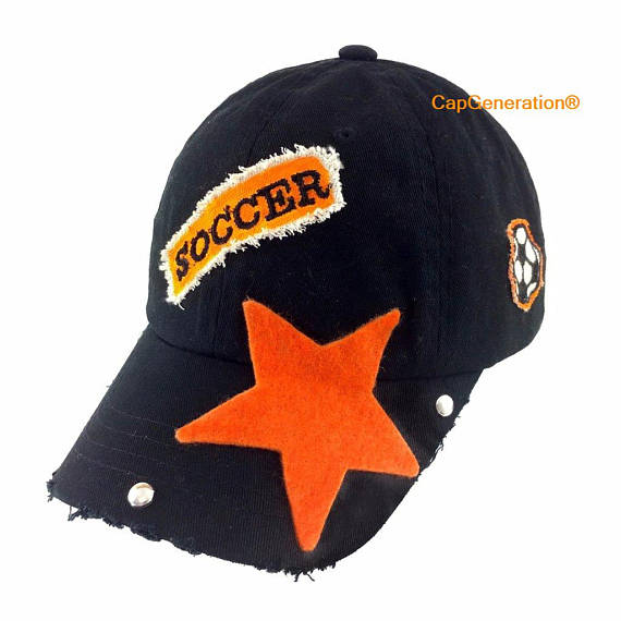 cap_generation's tweet image. Kids Baseball Cap, Orange Star, SOCCER STAR, #accessories #hat @EtsyMktgTool etsy.me/2kAKj1r