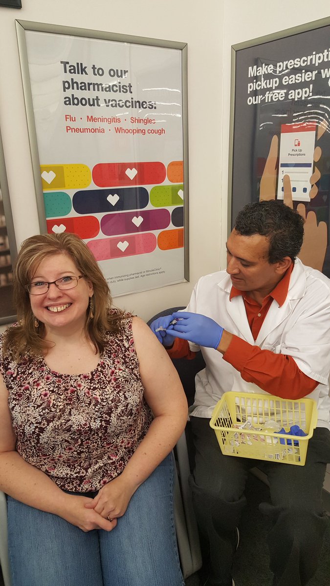 HilseSusan's tweet photo. Even the needle weary get flu shots! Hurts way less than getting the flu! Paulo, floater RPh, did great. #D4101 #noflu #pride9 #itsworthit https://t.co/jkrUWMrSxo