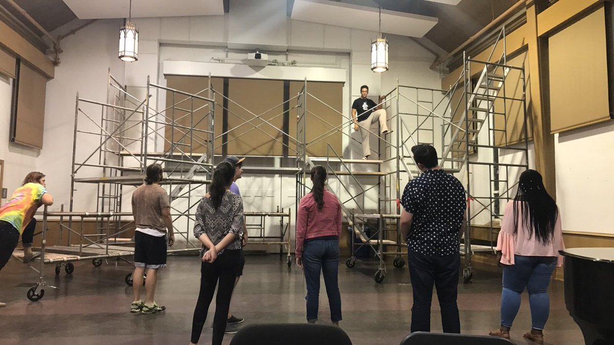 bwuopera's tweet photo. We're having our first rehearsal on the scaffolds! #opera #threepenney #baldwinwallace https://t.co/JoqKe36vDY