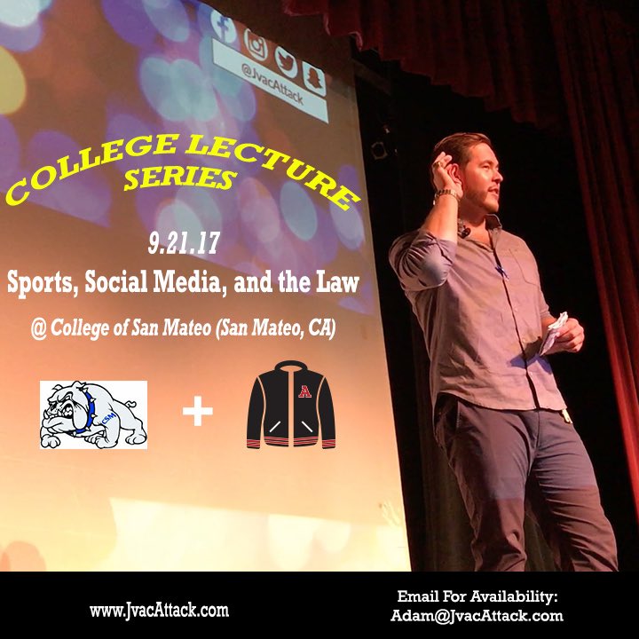 adamjthelawyer's tweet photo. Excited to speak to students about law, sports, and social media. This time at @csmbulldogs. 

#ProfessorAdam #SASocial #SFBayArea #CSMTips https://t.co/UdZhxoPfhQ