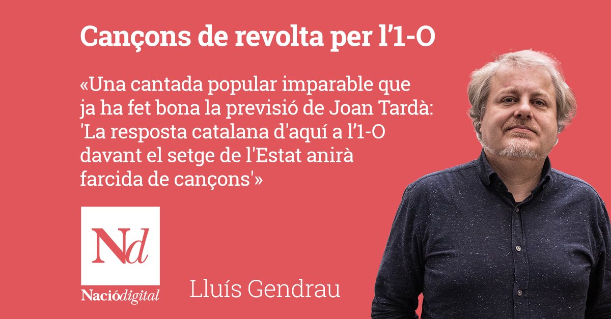 OPINIÓ​ «Cançons de revolta per l’1-O», @LluisGendrau recomana les millors cançons de cara al referèndum ow.ly/Dzda30ff37i #opinióND