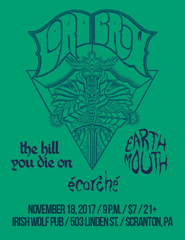 sirlordcrow's tweet photo. Just announced.Scranton PA Nov 18 with the hill you die on earth mouth and ecorche at the Irish Wolf Pub. Fightin Joe Biden territory https://t.co/U7nuf86tFM