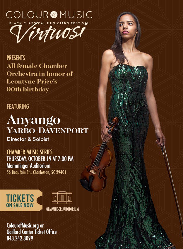 greenbookofsc's tweet photo. Anyango Yarbo-Davenport will direct All-Female Chamber Orchestra Thu, Oct 19, at Colour of Music Festival. https://t.co/mRKj0yqqHn. https://t.co/5hOXfjbbFh