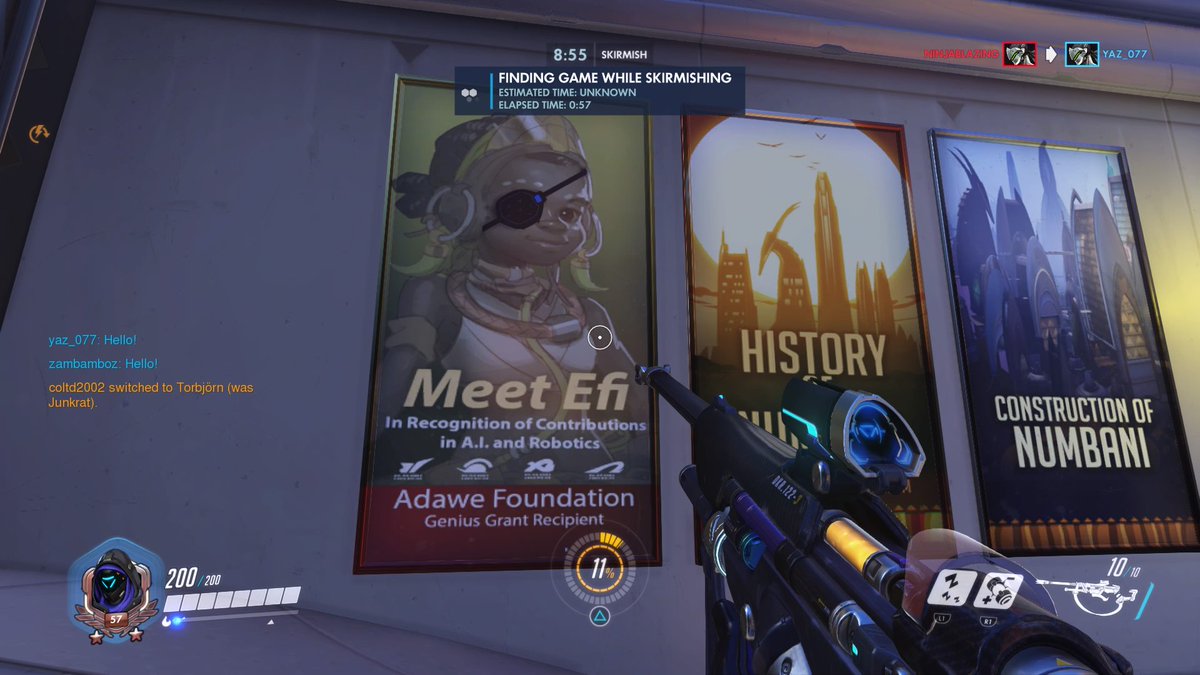 zambamboz's tweet photo. This spray was made for this. #overwatch #ThePerfectFit #AnaAmari #EfiOladele #Orisa https://t.co/Q1Zwreq8bU