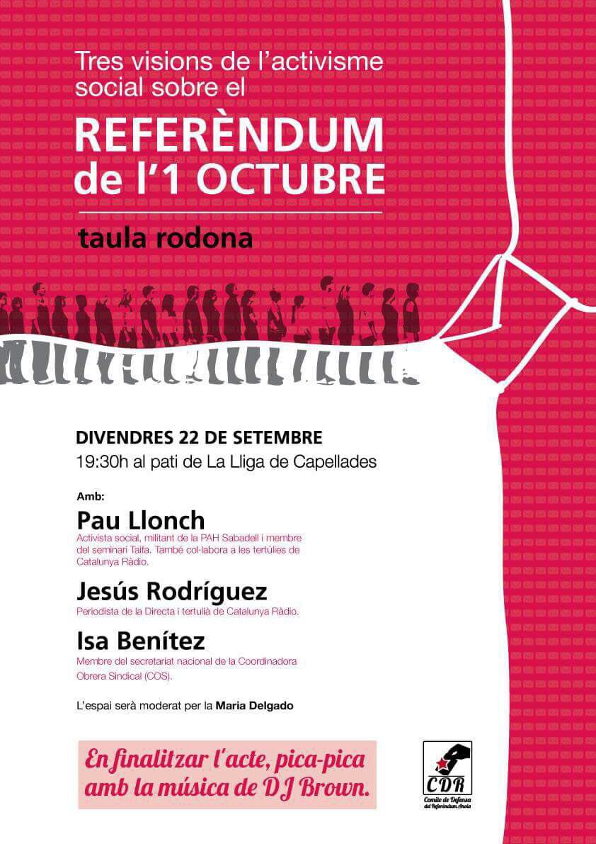 VdCCUP's tweet photo. Aquest divendres el #CDRAnoia organitza una taula rodona amb @paullonch @albertmartnez i Isa Benítez! 19.30h Pati de la Lliga de #Capellades https://t.co/FK2zk95FU0