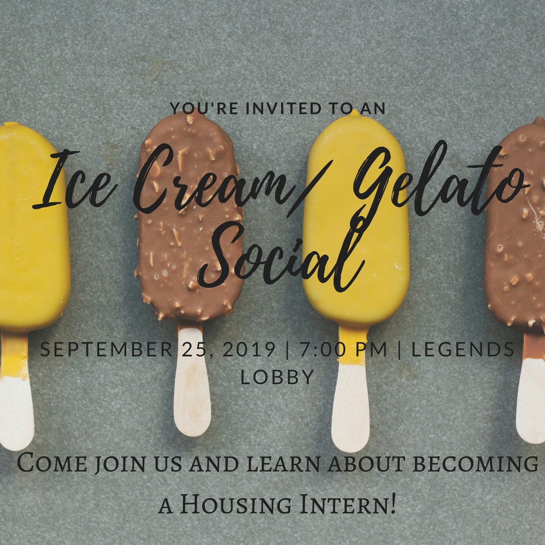 LegendsHall's tweet image. Come join us at Legends Hall for our Ice Cream Social and learn about the opportunity of becoming a Housing Intern!