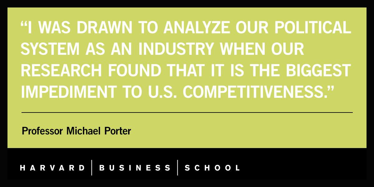 HarvardHBS's tweet photo. New research from @MichaelEPorter exposes why competition in U.S. politics is failing America https://t.co/FcKmDLDXFA #USComp https://t.co/Z8cOZg5eIh