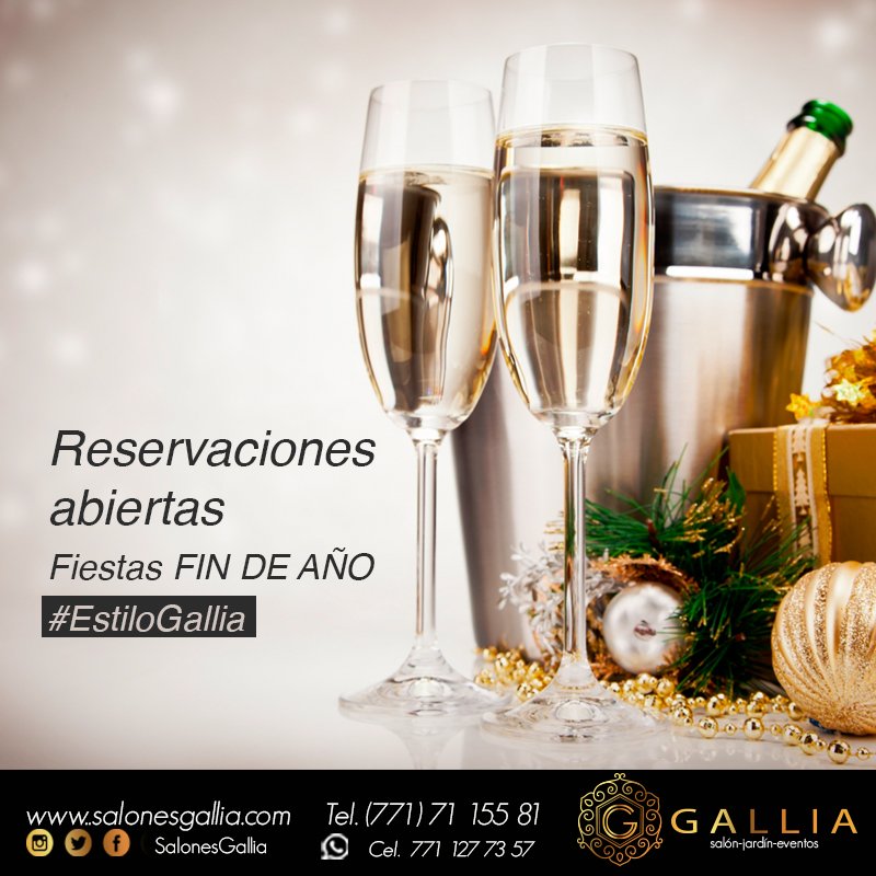 SalonesGallia's tweet photo. Reserva ya tu fiesta de #FINDEAÑO y vive un evento espectacular al #ESTILOGALLIA.
SALONES GALLIA https://t.co/AE4zLudTo7 https://t.co/nyA4Nf7uhB