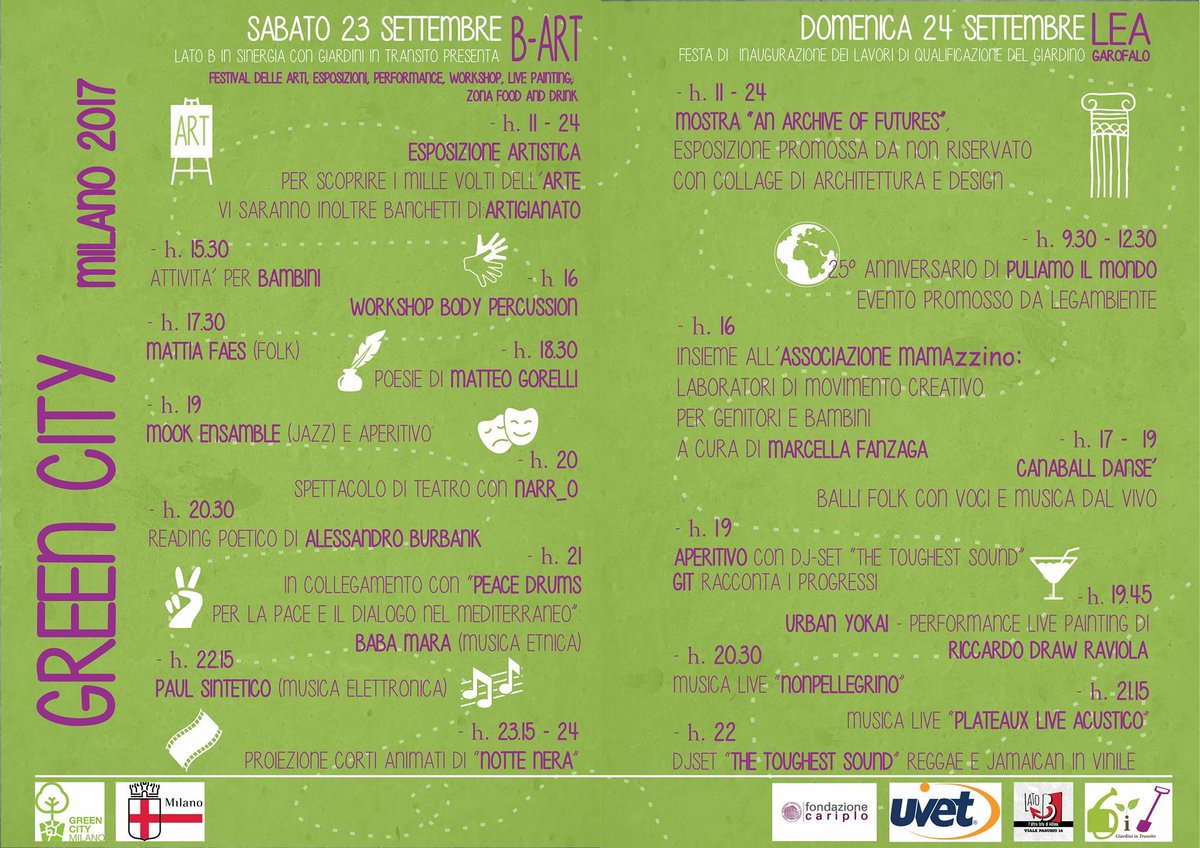 GCMontello's tweet photo. Il prossimo weekend un programma ricchissimo al Giardino Comunitario "Lea Garofalo"! Ecco il programma completo! #greencitymilano https://t.co/dbsxWTyBVK