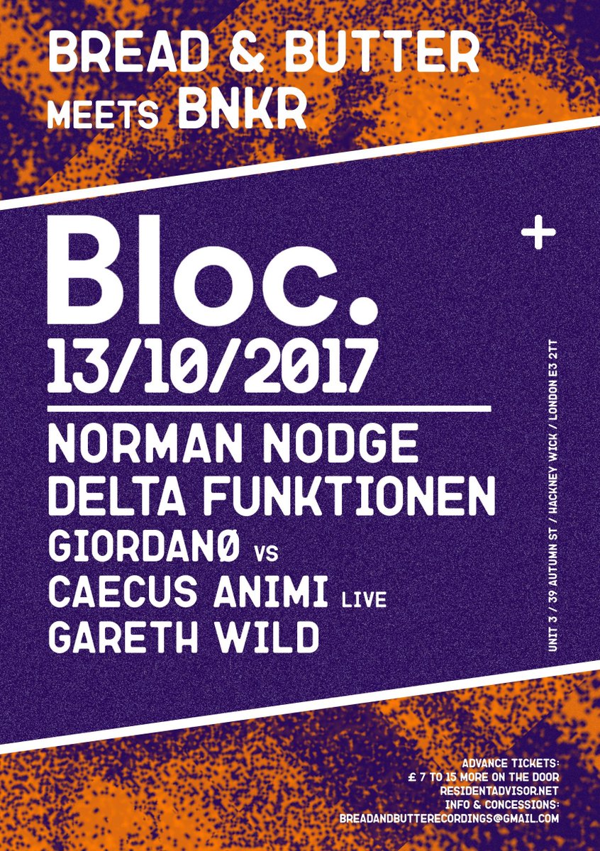 BreadButterUK's tweet photo. Bread&amp;Butter Meets Bnkr @BLOCWKND  w/@NormanNodge // Delta Funktionen 
Ra tickets: https://t.co/YEHOYkVMgN
FB event: https://t.co/D9rqQW9ltB https://t.co/57wdMvddqj