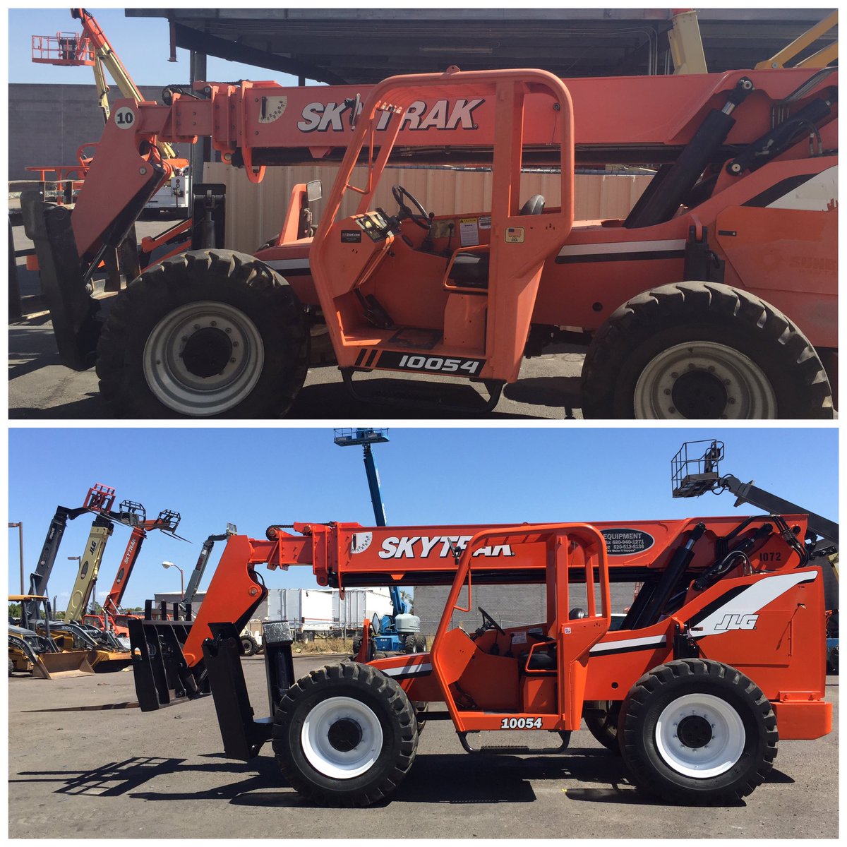 mak_equipment's tweet photo. Before and After 
#rentready #skytrak #refurbished #makrentals #makequipment #reachfork #arizona #azrentals https://t.co/F5gzU23pUK
