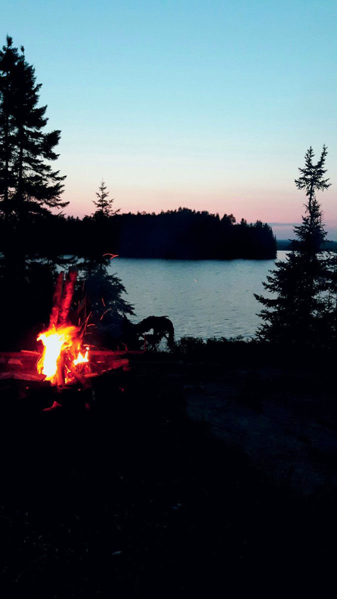 #exploring and #camping on an #island for the night. #campfire and #sunset makes a lovely combination. #paddling #canoe #getoutside #nature