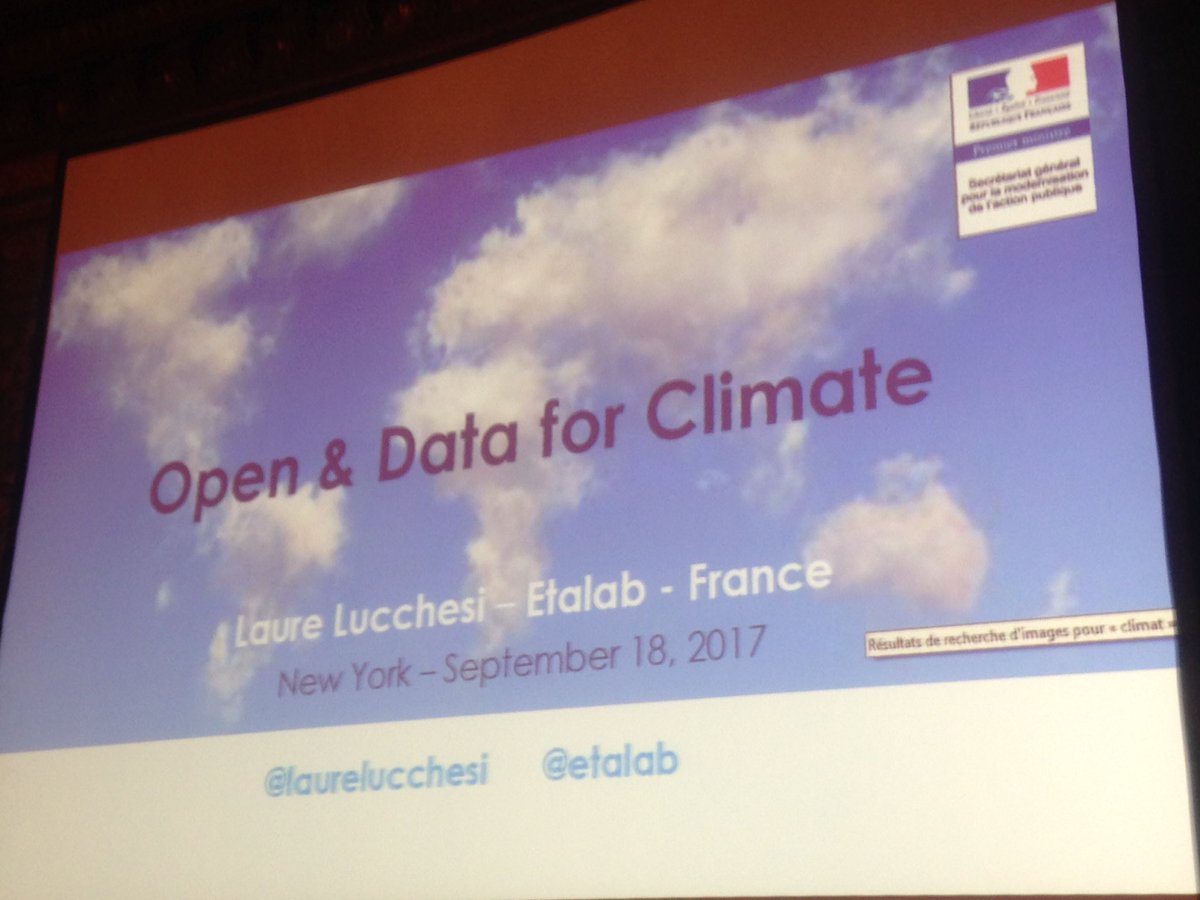 Etalab's tweet photo. France opens climate data to make them common goods and to foster crowdsourced projects #opensource #techforclimate https://t.co/wyi0j4HyTU