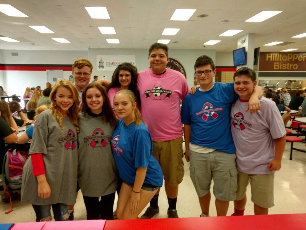 toppernation's tweet photo. Chardon Kicks Cancer t-shirts!! Get yours at lunch tomorrow, Friday or Saturday at the games!! https://t.co/aGawWNd094 https://t.co/d1XmqtXkfm