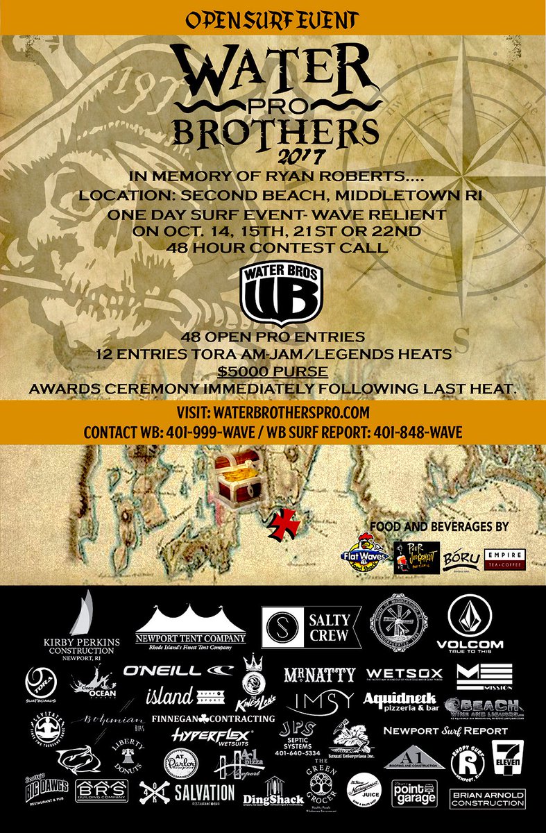 The <a href="/Water71Brothers/">Water Brothers</a> Pro returns to Rhode Island for 2017 run w/ possible dates: October 14, 15, 22, or 22. More at easternsurf.com/news/water-bro…