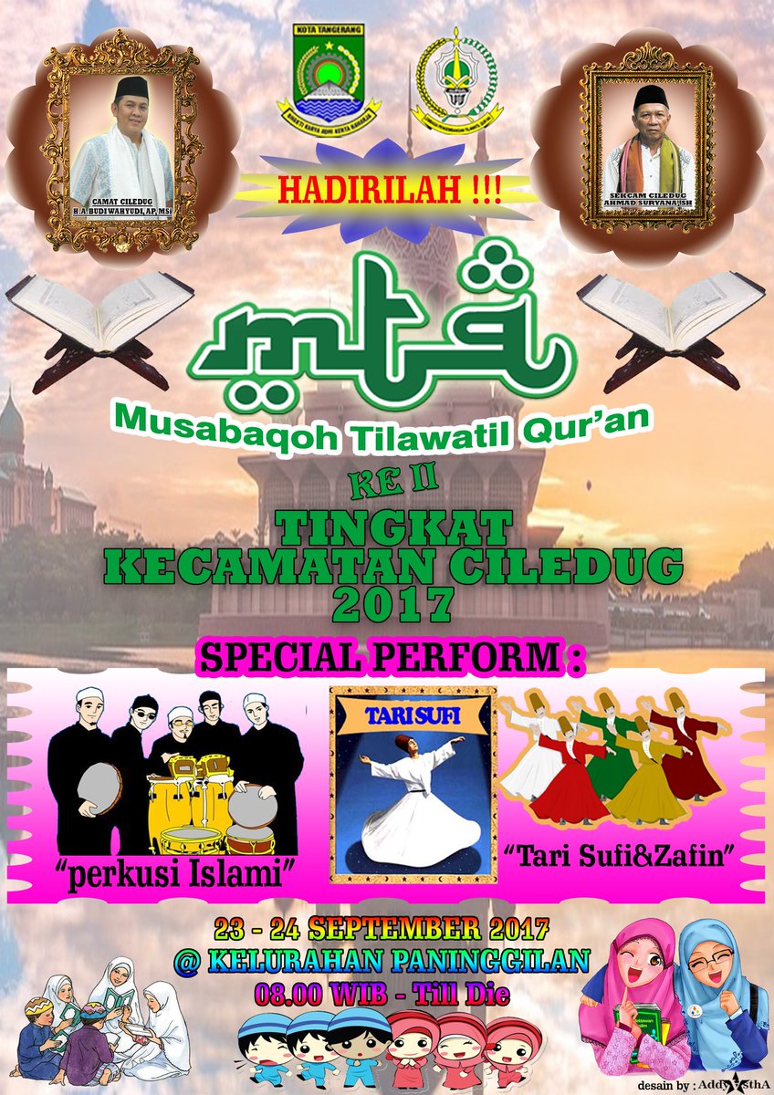 kec_ciledug's tweet photo. HADIRILAH DAN SAKSIKAN !!!
MUSABAQOH TILAWATIL QUR'AN
Tingkat KECAMATAN CILEDUG
Ke II
Tanggal 23&amp;24 sept 2017
di Kel Paninggilan https://t.co/yUIVFzGIi2