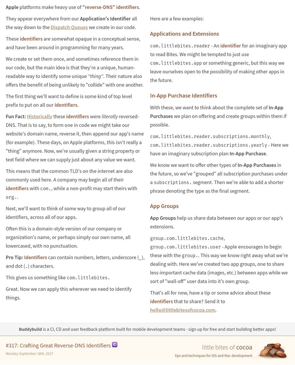 #317: Crafting Great Reverse-DNS Identifiers 🆔

Web version: littlebitesofcocoa.com/317