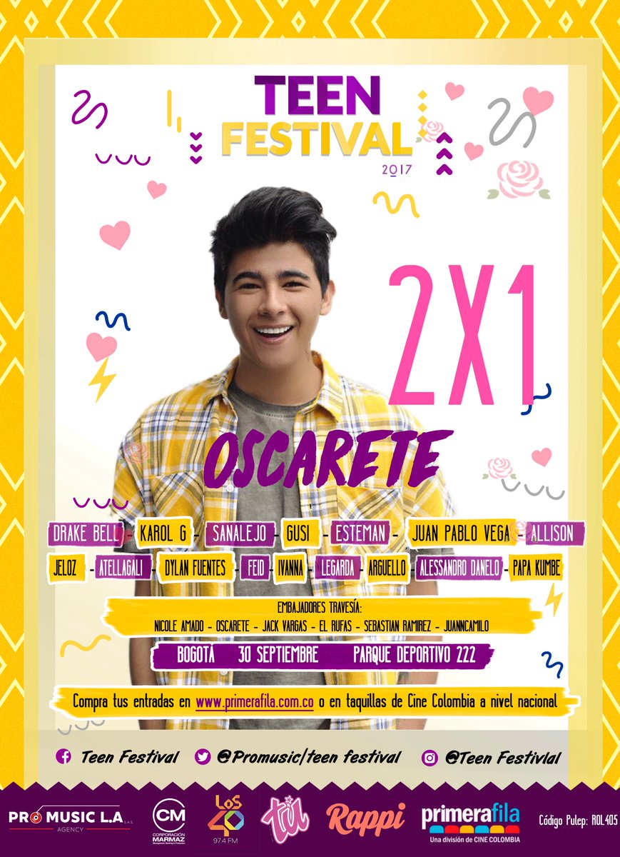 promusicla's tweet photo. @juanncamiloa @isebasramirez @oojlr están con la super promoción del 2x1 para compartir amor amistad boletas @PrimeraFila_Co @Cine_Colombia https://t.co/XOgTNBis8f
