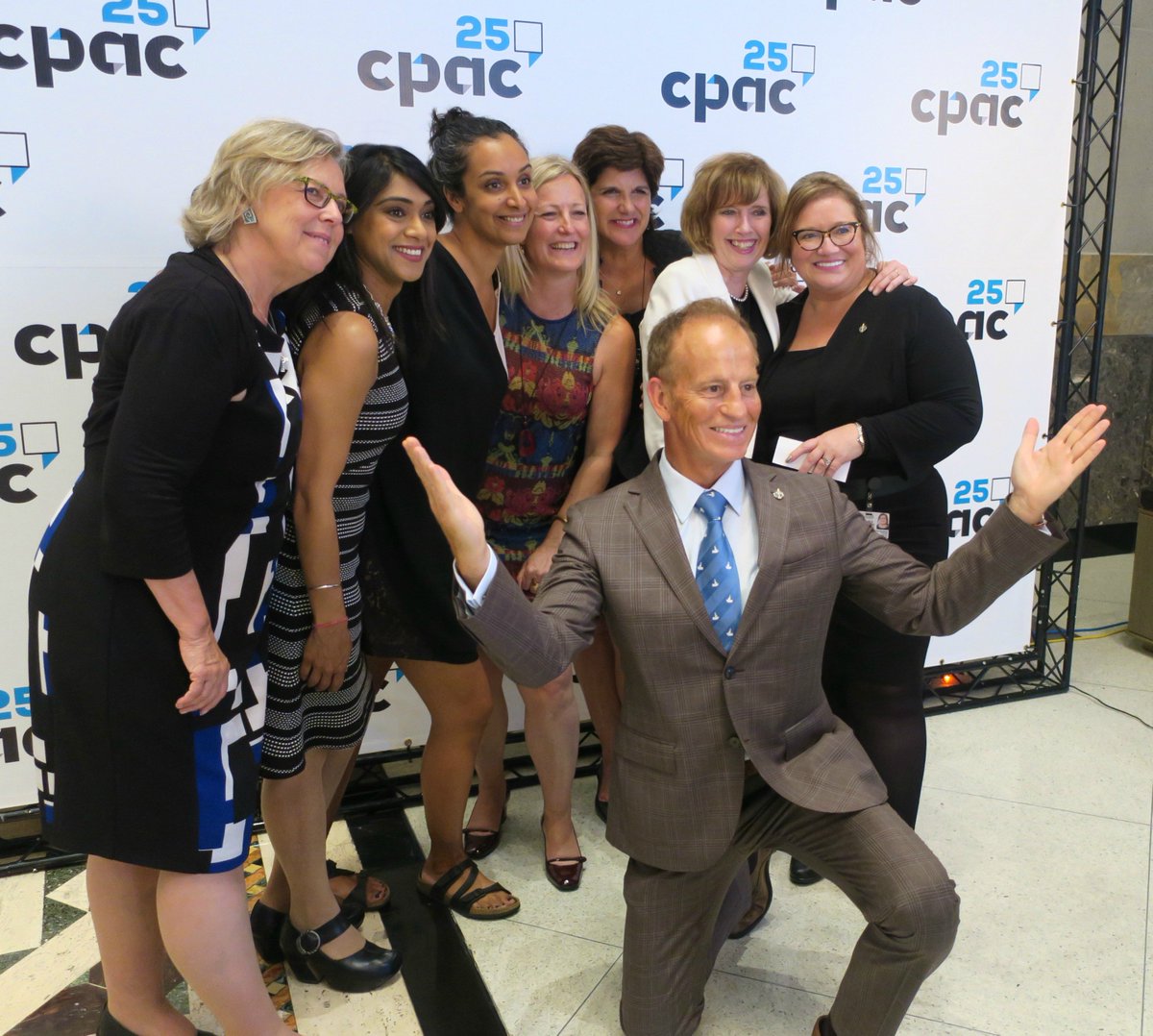 BardishKW's tweet photo. Great celebration of 🇨🇦 pride &amp; democracy for @CPAC_TV's 25th anniversary! Even found #MyWaterloo on the giant #RTE338 floor map! #CPAC25 https://t.co/uSewiIB6Im