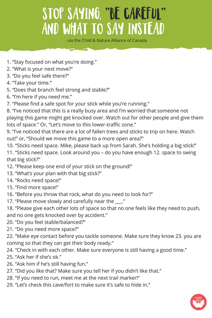 CustomisedRTO's tweet image. Here's a great list of things you can say instead of "Be careful! ow.ly/DepI30fcjpi ".