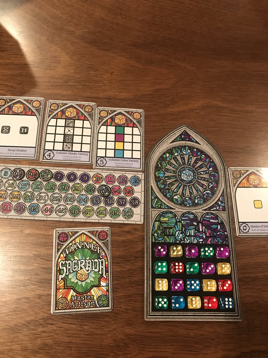 SCJecktor's tweet photo. 73 points, almost perfect game save one dice #sagradagame https://t.co/rnhlhEmVLc