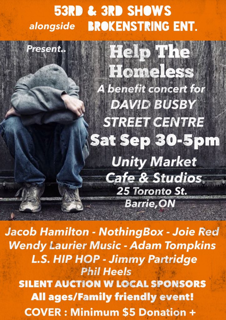 BrokenStringEnt's tweet image. Sep30 #HelpTheHomeless w/ @53rdand3rdshows at @UnityMarket #BARRIE benefit for @BusbyCentre ❤️ #silentauction @DowntownBarrie @Mayor_Jeff 🤘🏼