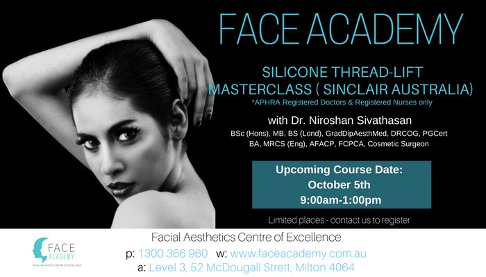 FaceAcademyAUS's tweet photo. Silicone Thread-Life Masterclass with Sinclair Australia - register today: https://t.co/ZrrJZvfM3G #silicone #threadlift #facialaesthetics https://t.co/K5TJctePwQ