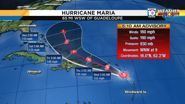 Hurricane Maria UPDATE! Air Force Reserve Hurricane Hunter indicated that Maria has reintensified to Cat 5 https://t.co/T7OQvFjXpx