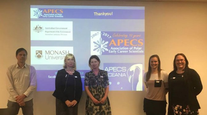 APECSOceania's tweet photo. A huge thank you to the sponsors who made the #PolarWeek #APECS17 Symposium possible! @MonashUni @Polar_Research @AusAntarctic @gwen_fenton https://t.co/3ll2NG9iT2
