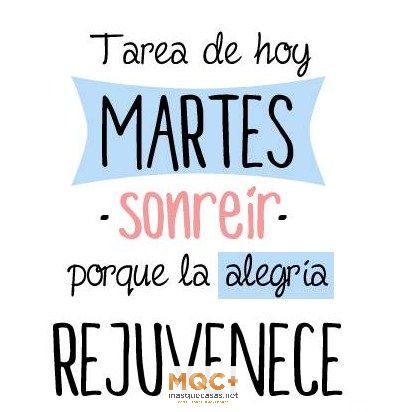 Seguro que hoy el día arranca con multitud de tareas pendientes... Así que vamos por la primera, a ver esa sonrisa. ¡¡Feliz martes!!