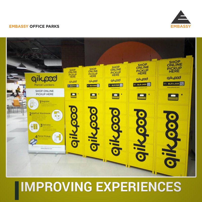 embassy_reit's tweet photo. With #QikPod @ #EmbassyOfficeParks you can now breeze through online shopping delivery even when you are on travel! https://t.co/lmRQuBhSHd