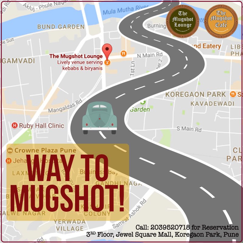 MugshotPune's tweet photo. Let us guide you to a place filled with super entertainment and piping food! Ready to come over? #WayToTheMugshotCafeAndLounge #Pune !! https://t.co/KlOiRtkUFm