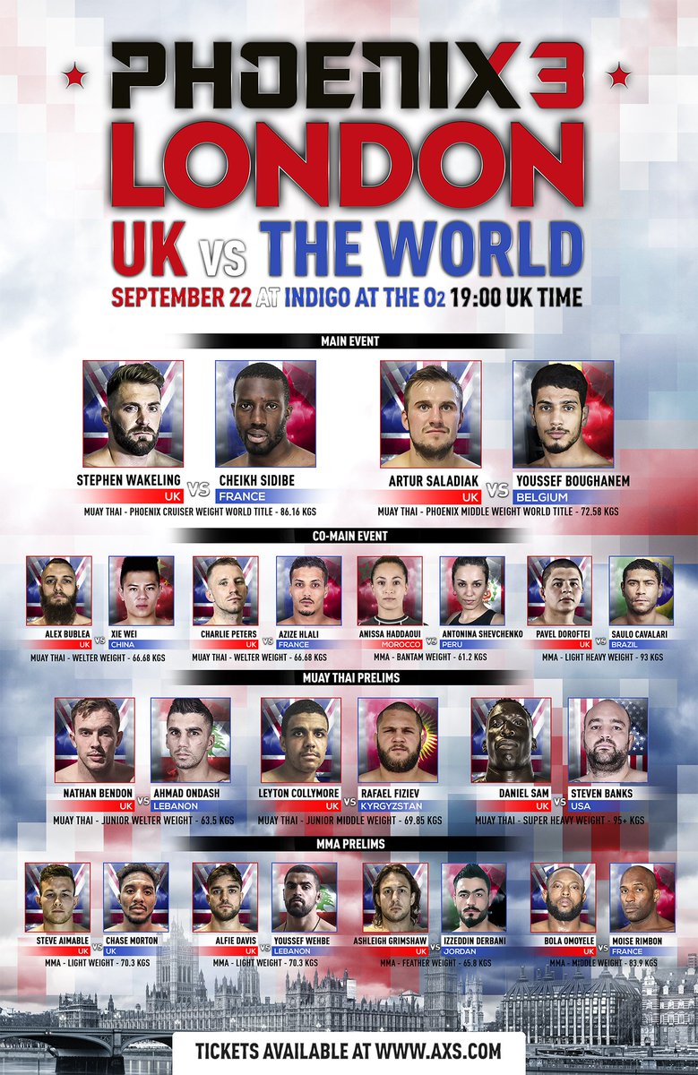 PhoenixMMATHAI's tweet photo. #Phoenix3 #London full fight card
#phoenixfightingchampionship #phoenixchampionship #muaythai #mma #phoenixlondon #pfc3 https://t.co/qspD2aM652
