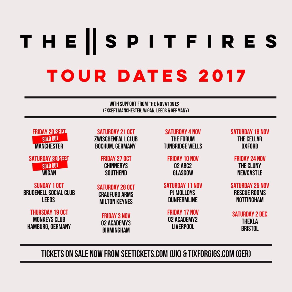 thespitfiresuk's tweet photo. The Spitfires 2017 Tour
Tickets: Leeds - https://t.co/TJykwooxX2  
Rest of UK - https://t.co/7Ca0POXo9k  
Germany - https://t.co/GeBReU5kjE https://t.co/OskipBBYXE