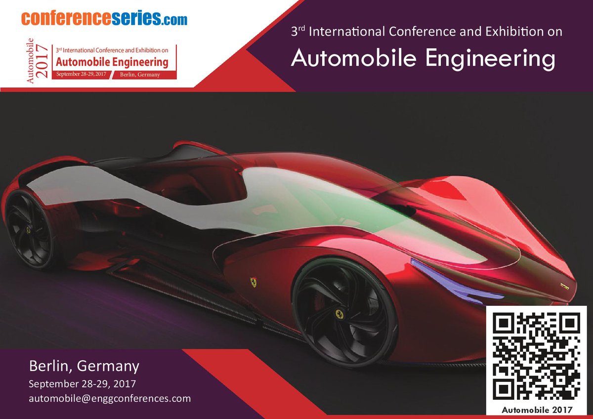 conferenceserie's tweet photo. 3rd International #Conference and #Exhibition on #Automobile_Engineering, September 28-29, 2017 Berlin, Germany.
https://t.co/2oisZAgIPb https://t.co/rbQneOY7gY