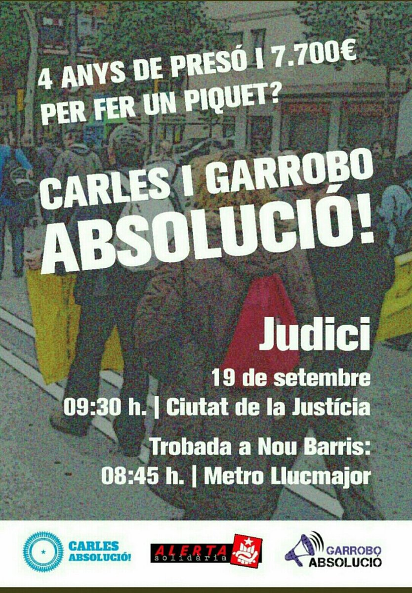 I de nou camí de la #CdJ a mostrar la meva solidaritat amb aquells q lluiten per totes #CarlesiGarroboAbsolució pq el #14N hi erem totes