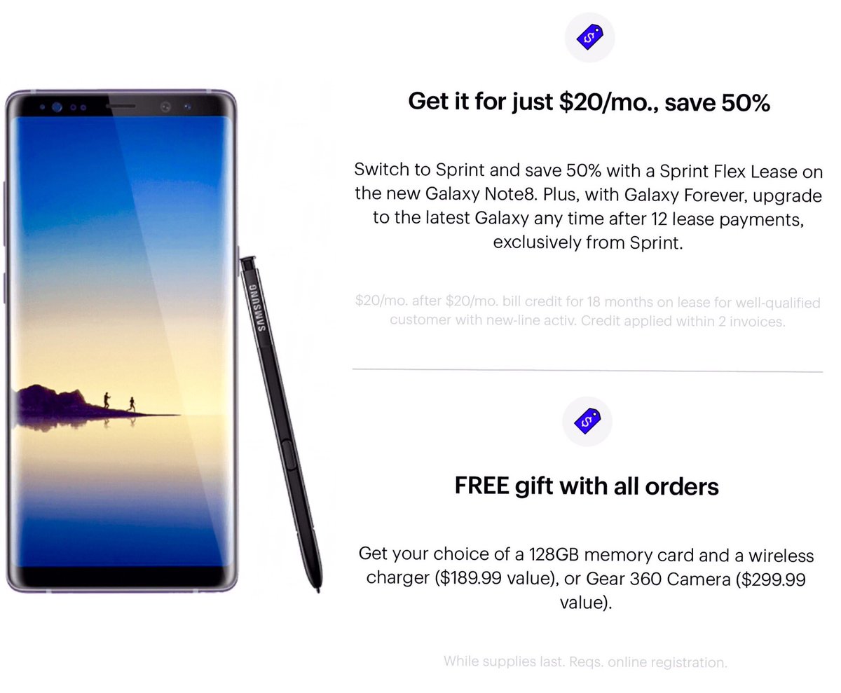 ChambleeSprint's tweet photo. DealsDealsDeals!!! Come see us &amp; take advantage of this AMAZING deal by @SamsungUS #canyouhearthat #Note8East @GalaxyForeverKC @jaradwright https://t.co/NlfTfJMwGy