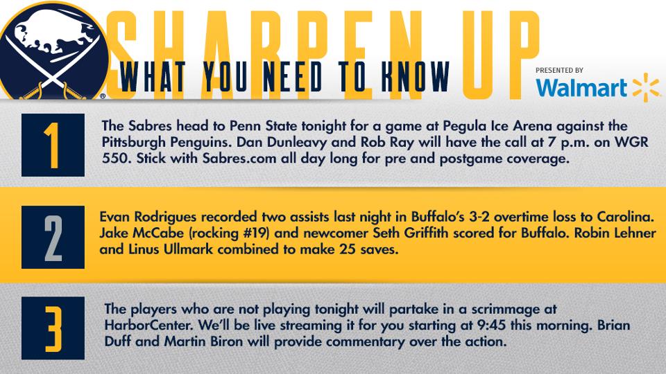 Morning puck is on the way from @HARBORCTR!  Here's how to watch: bufsabres.co/UDVRQ4 https://t.co/u6jRZYzi6J